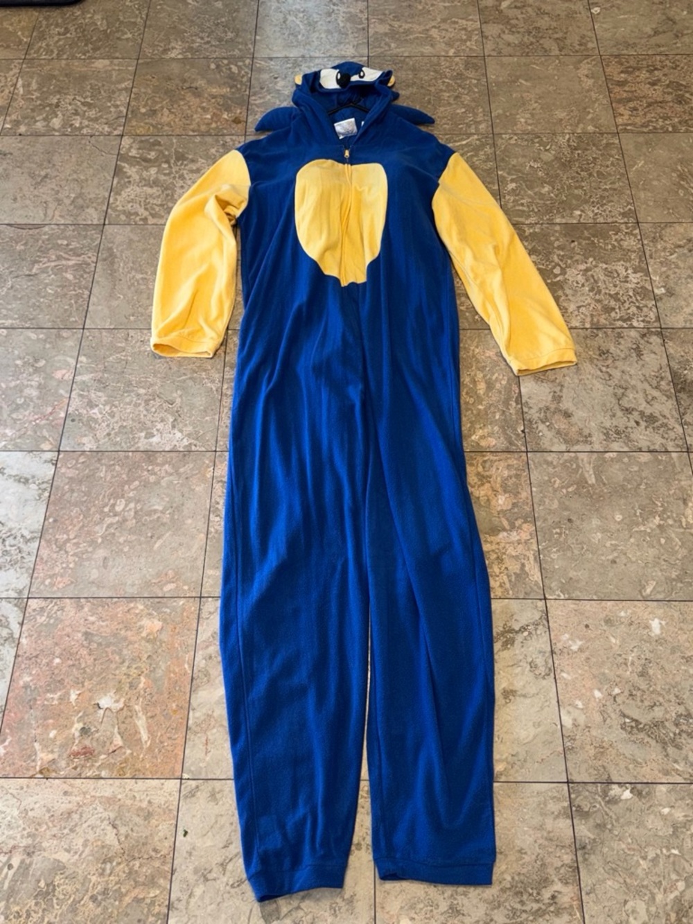 Men's Blue and Yellow Animal Hooded Onesie - Costume Pajama